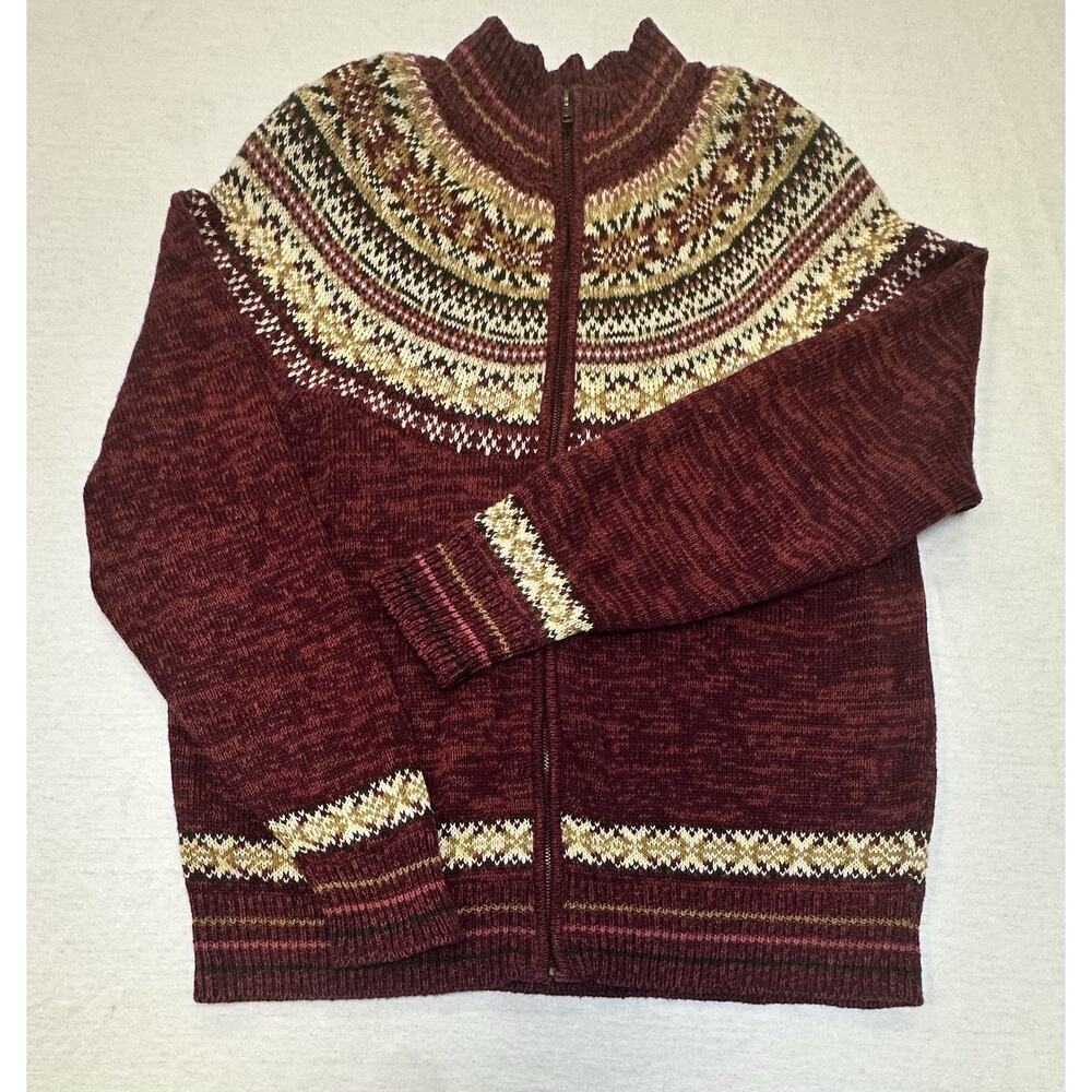 Vintage 90s Heirloom Collectibles Womens M Cardigan Sweater Full Zip Fair Isle